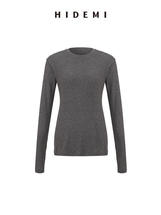 HIDEMI 【董生活同款】云朵系列亲肤柔软薄针织软糯三件套 背心/长袖上衣/百褶半身裙 灰色/巧克力色 商品图10