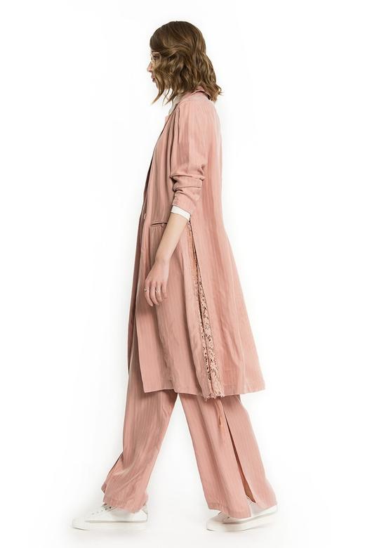 SINGLY 藕粉色镂空长风衣 1182 商品图1