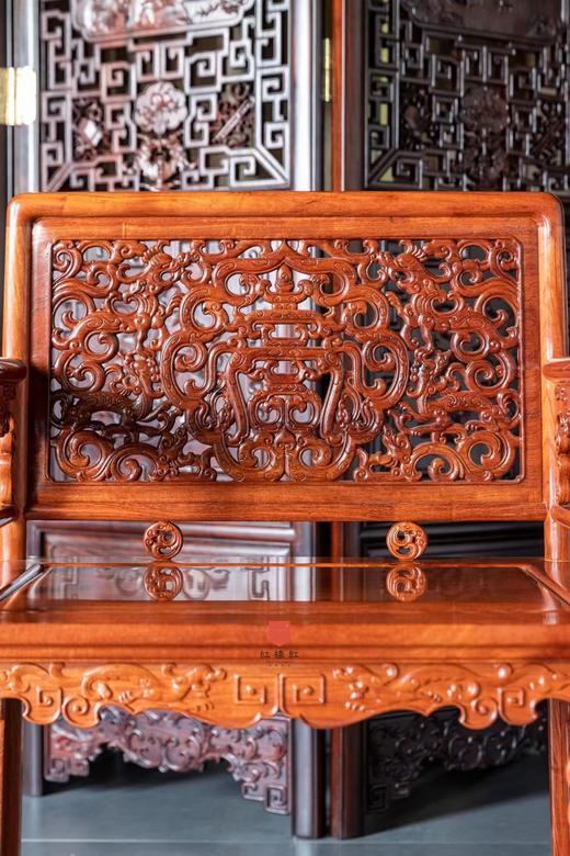 红桥红  家具严选  缅甸花梨（大果紫檀）【螭龙纹 玫瑰椅 三件套】 商品图3