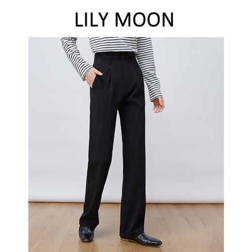 LILY MOON高腰休闲拖地阔腿裤 商品图5