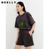 NEELLY纳俪短袖圆领字母印花T恤女宽松休闲上衣时尚套餐短裤夏季N23041z01013 商品缩略图3