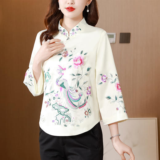 改良唐装中国风中式刺绣复古国潮盘扣上衣KQL-A83N8501 商品图1