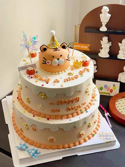 【双层小萌虎】叮当CAKE爆款生日蛋糕-鲜果奶油蛋糕 商品图0