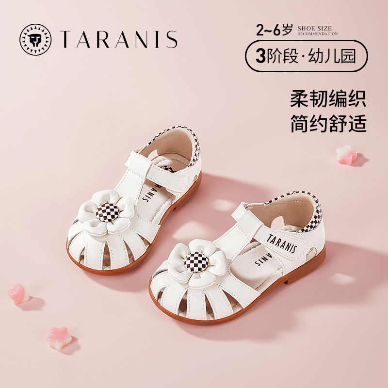 泰兰尼斯2023夏季新款女童凉鞋防滑软底儿童鞋包头防踢镂空公主鞋 T17X3B2740