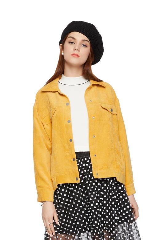 LILY 黄色刺绣灯芯绒外套 5036 商品图0