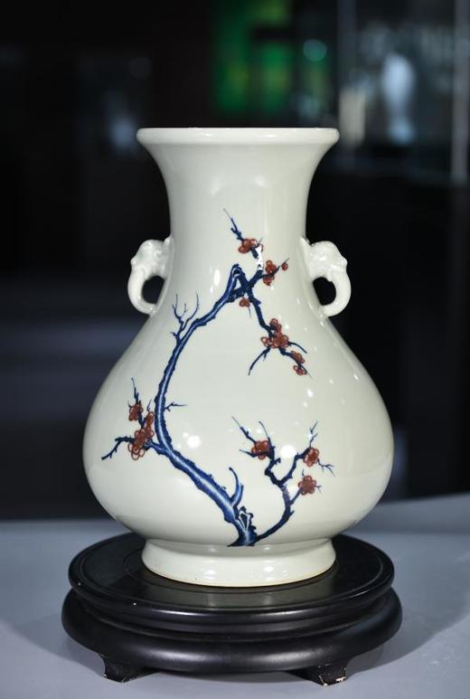 青釉青花釉里红双耳瓶 商品图0