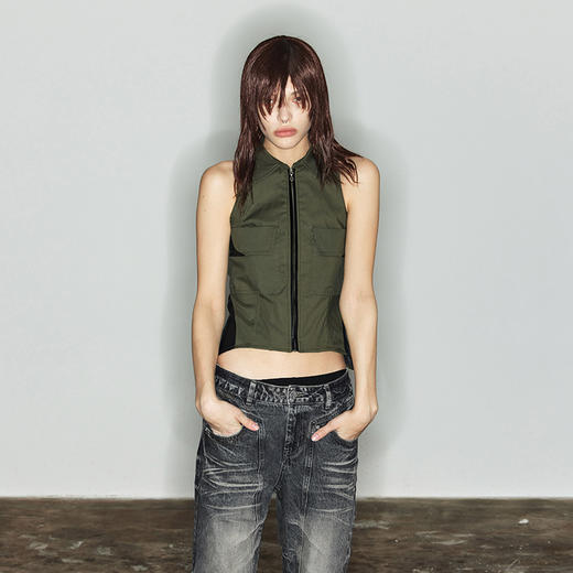 NUTH“雅痞视角”｜绿色工装马甲背心外穿显瘦无袖短款上衣 商品图4