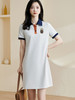 米思阳2024夏季新款休闲减龄短袖直筒裙时尚撞色Polo领连衣裙0970 商品缩略图2