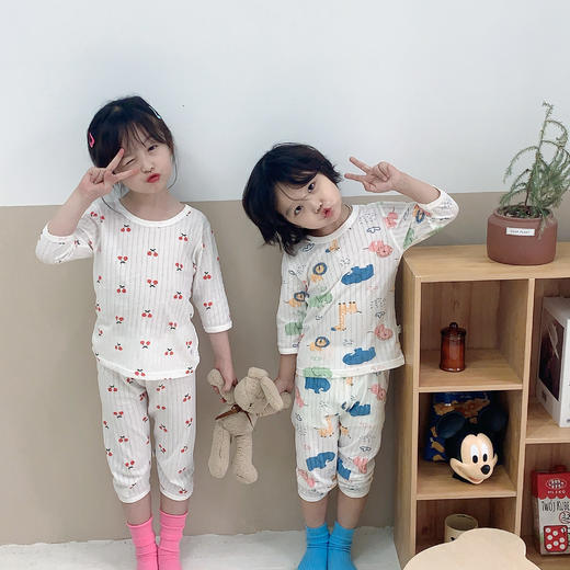 纯棉！短袖/七分袖【59元/买一送一】夏季薄款儿童家居服，短袖款+七分款，纯棉材质，添加艾草精华，A类面料，亲肤透气 商品图3