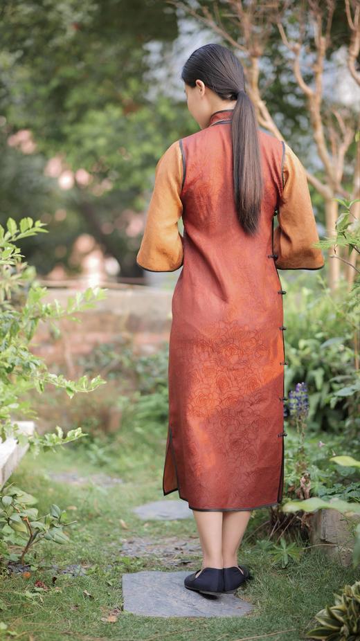 漫物记红云纱大玫瑰喇叭袖旗袍（不含饰品）XYS-w103 商品图1