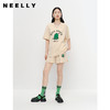 NEELLY纳俪短袖圆领字母印花T恤女宽松休闲上衣时尚套餐短裤夏季N23041z01013 商品缩略图1