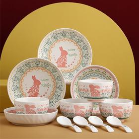 【分仓直发包邮】尚陵宫玉兔餐具套装12头 SL-GYT0701-1