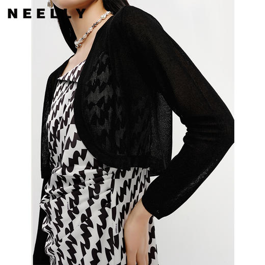 NEELLY纳俪夏季新款短款针织衫女薄款开衫上衣防晒小衫百搭N23041A01007 商品图1