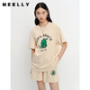 NEELLY纳俪短袖圆领字母印花T恤女宽松休闲上衣时尚套餐短裤夏季N23041z01013 商品缩略图0