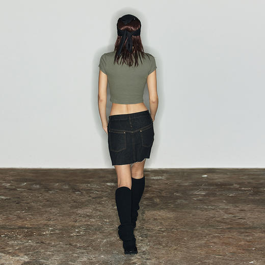 NUTH“帧古早”｜黑色牛仔短裙破坏设计感半身裙 商品图3