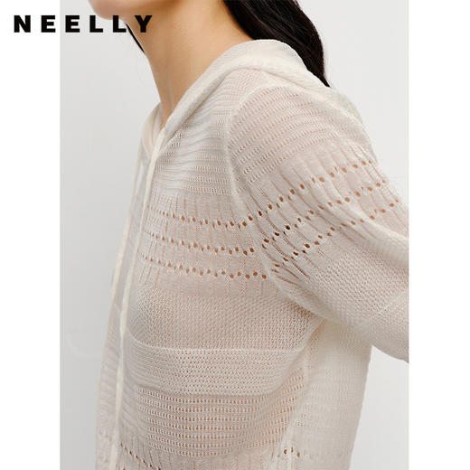 NEELLY纳俪商场同款夏季新款短袖针织衫女套头连帽短款上衣薄款N23041A01006 商品图2
