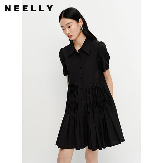 NEELLY纳俪商场同款夏季短袖连衣裙女中长款泡泡袖娃娃裙小个子N23041Y01022 商品图2