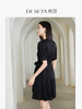 玳莎V领真丝小黑裙2023年夏季新款收腰优雅系带设计感中长款裙子  DB35101 商品缩略图2