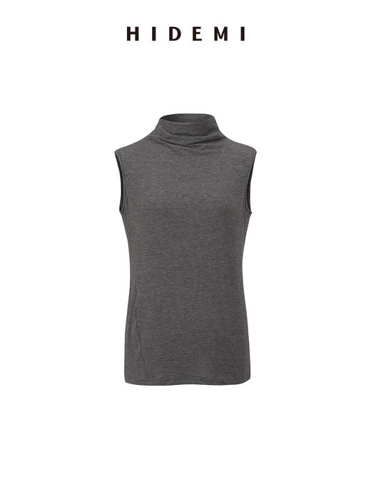 HIDEMI 【董生活同款】云朵系列亲肤柔软薄针织软糯三件套 背心/长袖上衣/百褶半身裙 灰色/巧克力色 商品图13