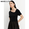 NEELLY纳俪商场同款夏季针织拼接短袖连衣裙女中长款个*摆裙N23041Y01023 商品缩略图3