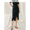 VIMAGE纬漫纪夏季新品高腰纯色显瘦设计小众褶皱半裙V1906528 商品缩略图3
