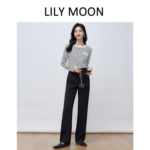 LILY MOON高腰休闲拖地阔腿裤 商品图6