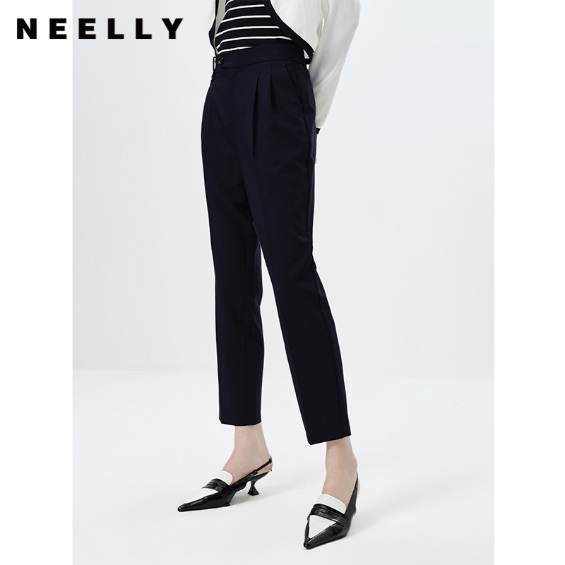 NEELLY纳俪商场同款春季新款西装裤女百搭百搭直筒休闲九分裤时尚N23031H01159