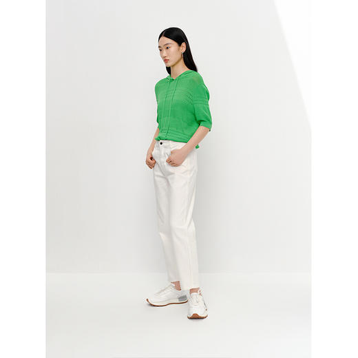 NEELLY纳俪商场同款夏季新款短袖针织衫女套头连帽短款上衣薄款N23041A01006 商品图4