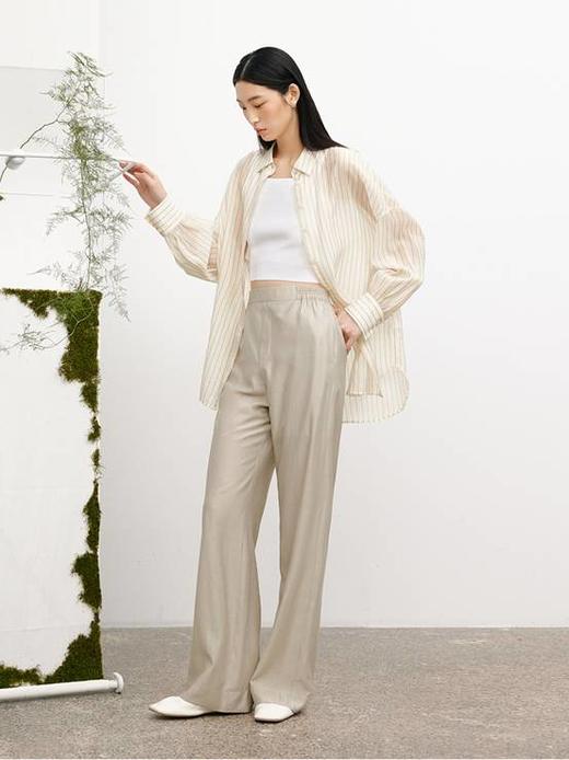 MM麦檬商场同款2023春夏新款冰丝浅卡其直筒休闲裤女5E4150861 商品图1
