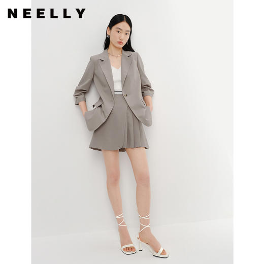 NEELLY纳俪商场同款一粒扣西装外套女简约百搭七分袖上衣气质时尚N23041C01012 商品图1