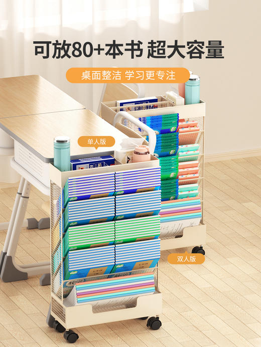 猫太子课室课桌旁收纳书本收纳架学生桌边侧边书架可移动教室书桌置物架高中初中书袋挂袋书桌面挂书袋书夹 商品图3