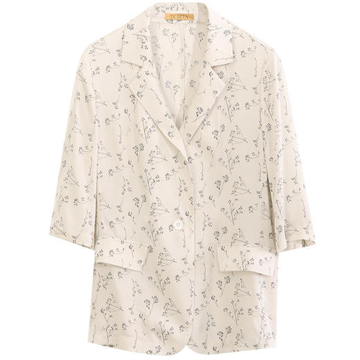 玳莎重磅印花真丝西装女2023年夏季新款简约设计感两色印花七分袖防晒外套  DB37202 商品图4