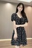 刘亦菲同款法式复古方领连衣裙 商品缩略图7