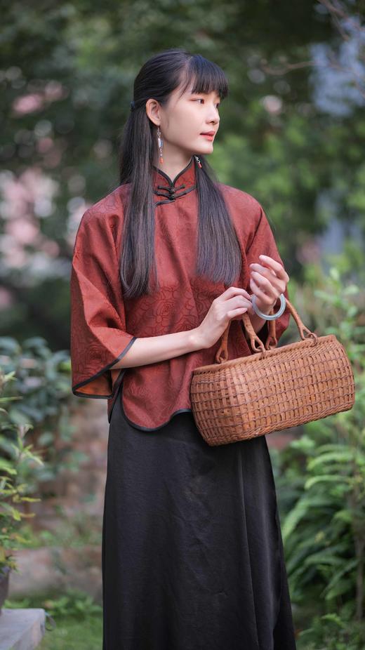 漫物记大玫瑰红云纱立领斜襟上衣XYS-w104 商品图5