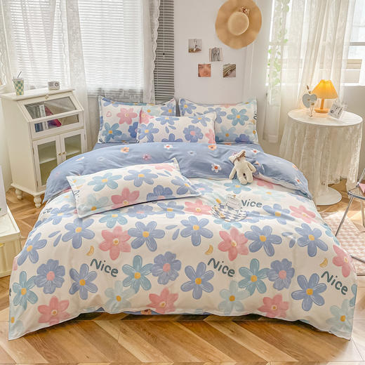 【温暖时光！亲肤时尚三件套】纯棉加厚磨毛三件套简约全棉学生宿舍礼品被套四件套 商品图0