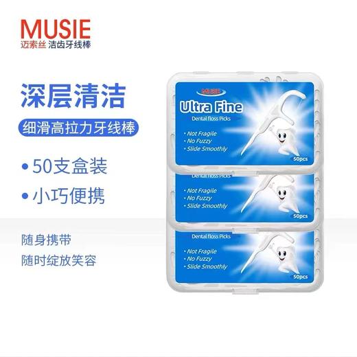 【中欧班列精选】台湾迈索丝细滑双线牙线棒 原装进口细滑牙线棒强拉力丝滑牙签清洁牙缝去除牙垢便携牙线棒 50支/盒 商品图2