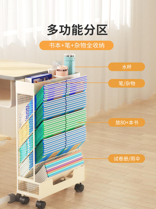 猫太子课室课桌旁收纳书本收纳架学生桌边侧边书架可移动教室书桌置物架高中初中书袋挂袋书桌面挂书袋书夹 商品图1