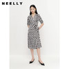 NEELLY纳俪气质连衣裙女中长款短袖系带收腰A字裙夏季新款百搭N23041Y01019 商品缩略图1