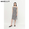NEELLY纳俪连衣裙女中长款吊带A字裙褶皱收腰显瘦下开叉裙子时尚N23041Y01020 商品缩略图1