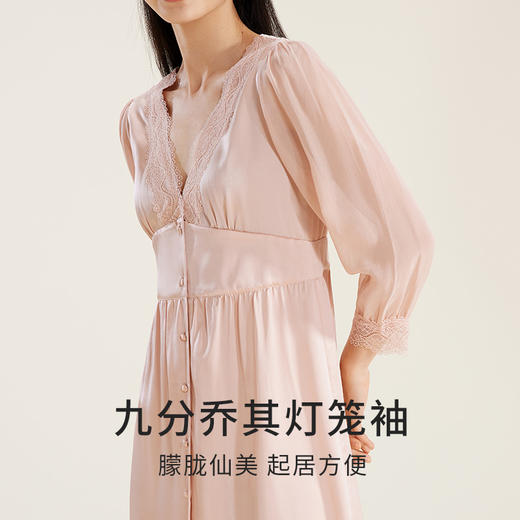 金三塔真丝V领睡裙100%桑蚕丝时尚性感家居服睡衣女  YSFBA308 商品图3