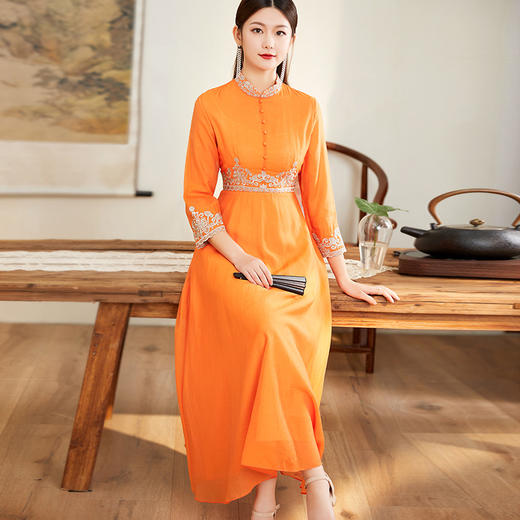 中国风唐装刺绣女禅意复古改良版旗袍连衣裙FL-6959 商品图2