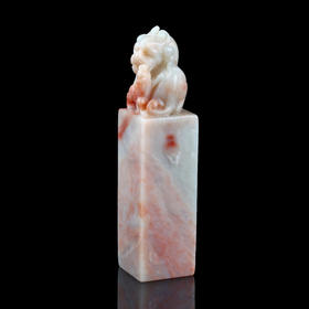 孤品014009:老挝石粉冻母子貔貅方章-3.3*3.3*13.7cm