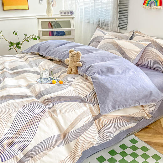 【温暖时光！亲肤时尚三件套】纯棉加厚磨毛三件套简约全棉学生宿舍礼品被套四件套 商品图10