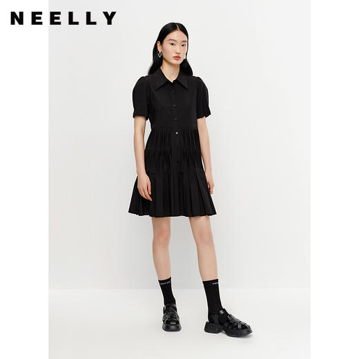 NEELLY纳俪商场同款夏季短袖连衣裙女中长款泡泡袖娃娃裙小个子N23041Y01022 商品图1