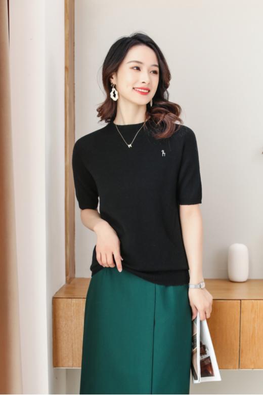 【韩国柏奥玛2023春夏百搭女装时尚针织短袖22861款】100%澳洲进口绵羊毛，双向调温，吸湿排汗​ ，圣罗兰同款 商品图5