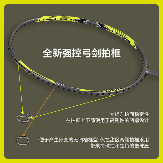 尤尼克斯25年款弓箭系列羽毛球拍ARC7-TEX_815_4U5 （ARC7TOUR灰黄4U5）（不含羽线） 商品图4