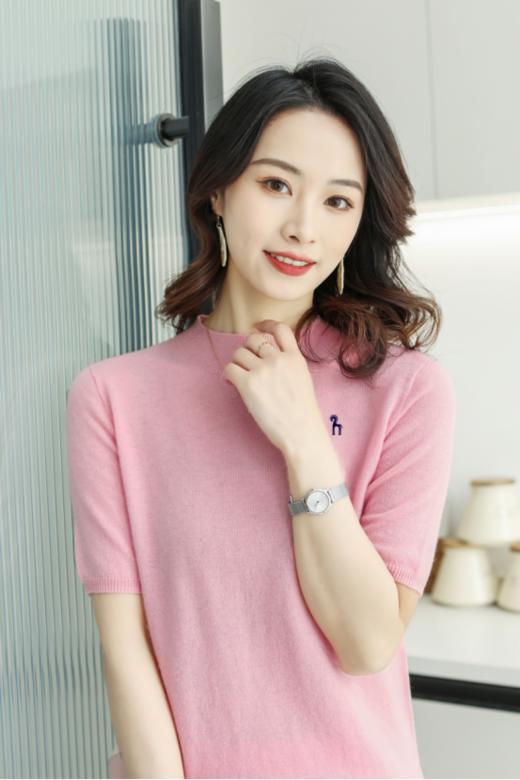 【韩国柏奥玛2023春夏百搭女装时尚针织短袖22861款】100%澳洲进口绵羊毛，双向调温，吸湿排汗​ ，圣罗兰同款 商品图6