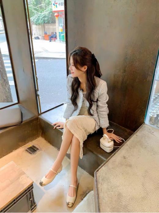 南茴NANHUI防踢头甜美气质风平底单鞋#8176-2  羊京绒鞋面，透气舒适，材质柔软细腻，防潮有质感 商品图1