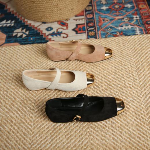 南茴NANHUI防踢头甜美气质风平底单鞋#8176-2  羊京绒鞋面，透气舒适，材质柔软细腻，防潮有质感 商品图8