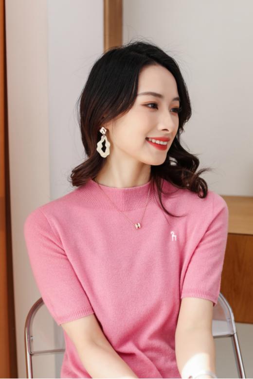 【韩国柏奥玛2023春夏百搭女装时尚针织短袖22861款】100%澳洲进口绵羊毛，双向调温，吸湿排汗​ ，圣罗兰同款 商品图10